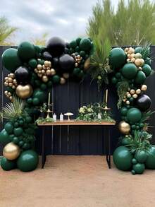 116 Stücke dunkelgrüne schwarze und goldene Ballon Girlande Set für Geburtstags Dekoration, Hochzeitsdekoration, Jahrestags Deko, Feiertags Party Dekorationen, Feier Dekorations, Party Deko Latex Ballon