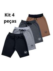 Kit 4 Bermuda Shorts For Children, Boys' Sweatshirt, Boy's Sweatshirt, Various Colors, 2 To 12 Years Old - Multicolor - View 1