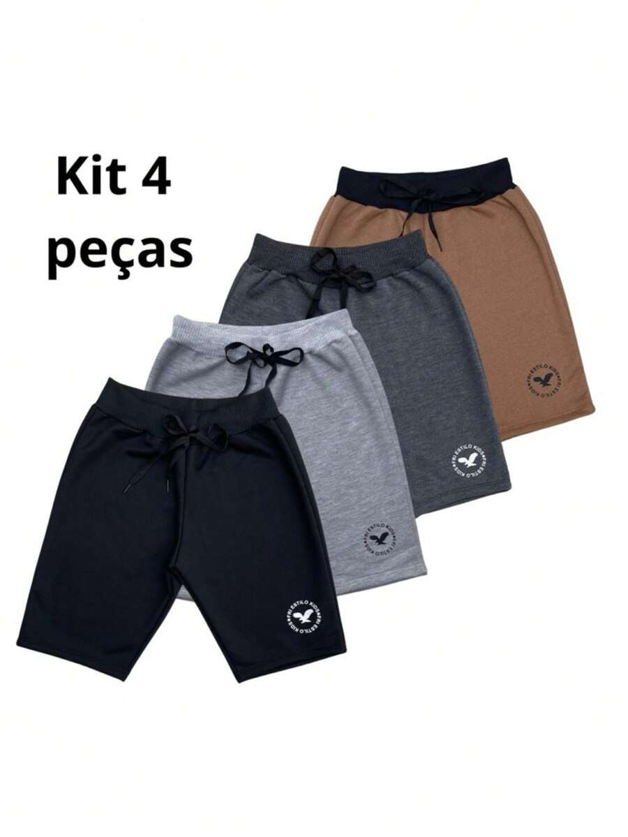 Kit 4 Bermuda Shorts For Children, Boys' Sweatshirt, Boy's Sweatshirt, Various Colors, 2 To 12 Years Old - Multicolor - View 1