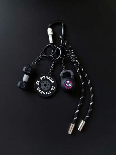 1 pezzo Portachiavi serie fitness, portachiavi colorato fatto a mano in corda, nuovo ciondolo alla moda per borse, portachiavi a forma di manubrio, portachiavi, porta tessera di identità, accessori per auto