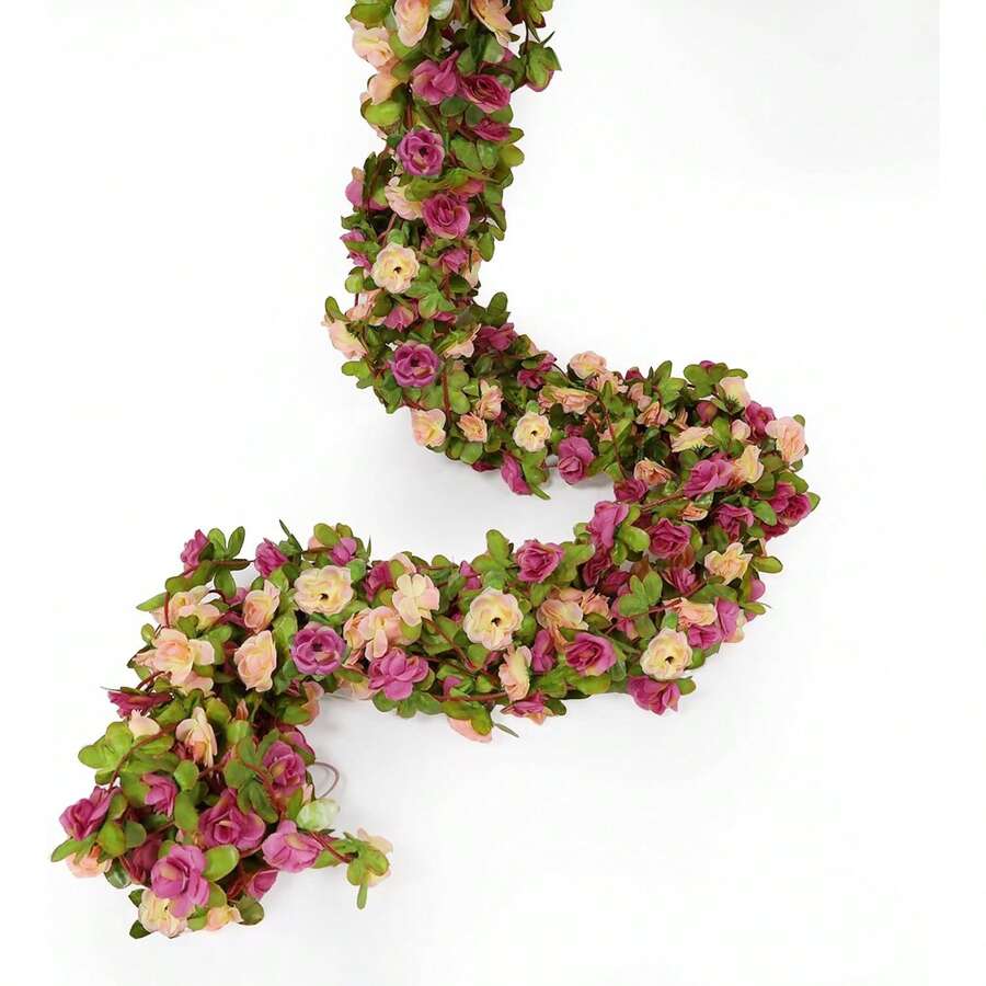 1/4PCS 100 Ft Flower Garland Artificial Rose Vine With Green Leaves Hanging Artificial Flower Vines Ivy Garlands Wall Autumn Decor Garden Decor For Room Wedding Birthday Arch Decor, Outdoor Garden Decorations,Autumn Home Decor ﻿