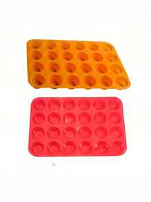 1pc Mini Silicone Muffin Baking Pan, 24-Cup Paper Cupcake Tray, Non-Stick Silicone Baking Mold, Suitable For Making Cupcakes And Mini Cakes - Red - View 15