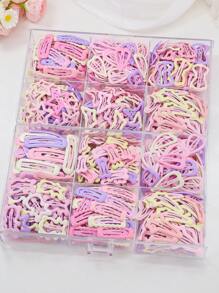 30pcs/Set Girls Cute Princess Barrettes, Pink & Purple Shiny Dopamine Stars, Hearts, Butterflies, Teddy Bears, Minimalist Design, Daily Use Hair Clips - Multicolor - View 7