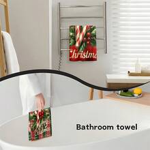 1 set/1 pièce/2 pièces Serviettes de cuisine et gants de vaisselle imprimés de cannes de Noël, convenant à la décoration intérieure des restaurants, cuisines et salles de bain, à la décoration de fête, aux cadeaux de vacances et pouvant également être offerts en cadeaux de Noël