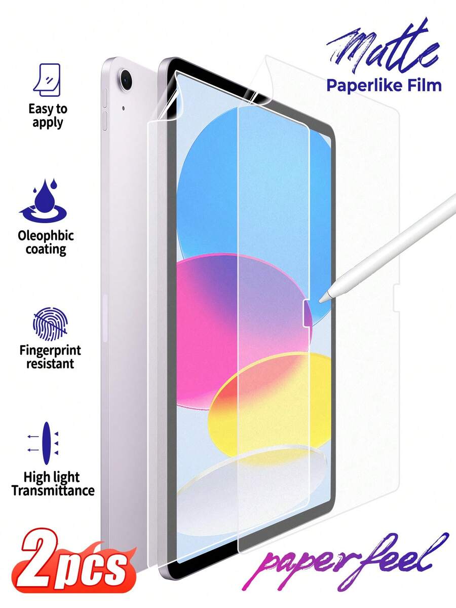 ZYONS 2 piezas Protector de pantalla para tableta, película mate tipo papel, compatible con Apple Pencil, película suave no de vidrio, anti-arañazos, cobertura de pantalla completa, anti-huellas, compatible con iPad de 11.a generación 2025 A16/ 10.a generación 10.9"/ Air 13 11 M5 M4 M3 M2 2026 2025 2024/ Pro 12.9"/ Mini 2024