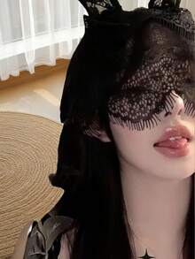 10 piezas Máscara de encaje para los ojos, máscara de encaje sexy para fiestas, cosplay, regalo íntimo - Negro - Ver 9
