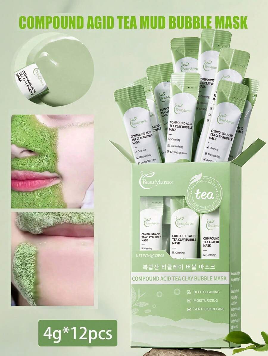 36片复合果酸泥泡泡清洁面膜4g*12 深层补水 高效补水 提亮肤色 紧致肌肤 舒缓干燥肌肤 增强肌肤弹性 - 綠色-3pcs - 查看 1