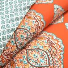 LUSH DECOR Harley Reversible Cotton Duvet Cover Tangerine 3Pc Set King Halloween-Fall Decor-Room Decor - Quýt - Xem 2