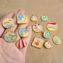 1pc/2pcs Luxury Delicate 304 Stainless Steel Electroplated Pendant Charms, Suitable For DIY Jewelry, Jewelry Making, Crafts - Ocean Life, Cherry, Flower Designs - Color - View 9