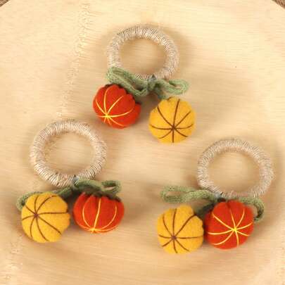 1/4/6 件万圣节粗麻布双南瓜餐巾环，适用于万圣节餐桌装饰餐巾架、感恩节南瓜餐巾环