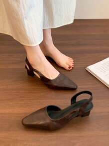 2025 New Vintage Mary Jane Shoes For Women, French Style Low Vamp Thick Heel Small Leather Shoes High Heels, Autumn, Elegant, Women Pumps, Elegant