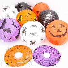 10pcs Halloween Pumpkin Paper Lanterns - Paper Lanterns With Spiders, Bats, Skulls & Pumpkins, Suitable For Halloween Party, Wedding, Garden, Bedroom, Bar, Indoor & Outdoor Decorations, No Electricity
