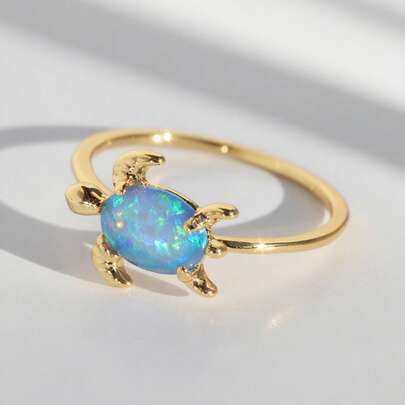 Charm-In 1 Chiếc Nhẫn Rùa Đá Quý Úc Màu Xanh, Lý Tưởng Làm Quà Tặng Ngày Của Mẹ, Quà Tặng Sinh Nhật Hoặc Trang Sức Mùa Hè Cho Bé Gái