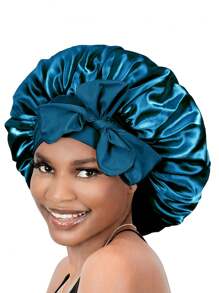 1pc Luxurious Satin & Silk Bonnet For Sleeping - Adjustable Comfort Fit With Tie Band - Unisex Night Hair Protection For Men & Women Home Bathroom Decor Spring Summer Autumn Winter Shower Towels For Beauty Salon, Hotel Sports,Home Essentials, Towel, Skin Care