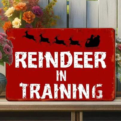Retro Christmas Reindeer Metal Sign - 2D Front Door Wall Art, Home & Garden Decor | Retro Style, Suitable For Moving Day Or Holiday Gifts, Random Designs