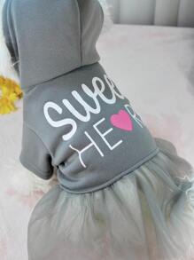 Pet Hooded Mesh Sweatshirt Dress, Outerwear For Small Cats, Small Dogs, Poodle, Bichon Frise