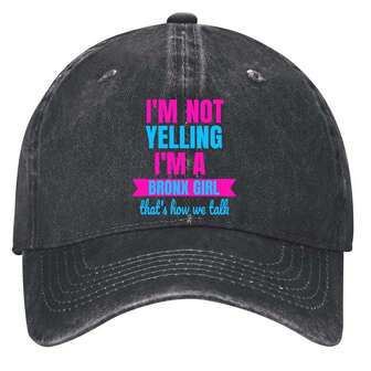 Neon Sign 'I'm Not Yelling, I'm A Bronx Girl, That's How We Talk' Hats Vintage Washed Baseball Cap