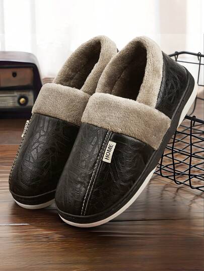  CYFMYD Warm Slippers - Indoor/Outdoor Waterproof, Cozy Comfortable Memory Foam, Soft No-Slip Sole, Couple Black