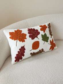1 buc. Față de pernă cu broderie din frunze, asemănătoare lânii de oaie, potrivită pentru sufragerie, dormitor, petreceri și diverse medii, pentru toate anotimpurile, toamnă/iarnă - Multicolor - Vizualizare 12