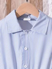 Vihyde 2 pezzi/set Abito camicia a righe e gilet con stampa a cuore, stile scolastico per ragazze adolescenti, autunno/inverno