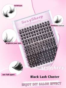 SEXYSHEEP 164pcs D-Curl Fluffy False Eyelashes Mixed Set, Curled, Lengthening, Volumizing Effect, Non-Shedding, Soft & Natural, 10-16mm Mixed DIY Lash Clusters, Natural Length & Density, Long-Lasting, DIY Eyelash Extension Kit Includes Glue, Sealant, Removal Tools & Tweezers, Suitable For Beginners, Home, Party, Music Festival - Black - View 10