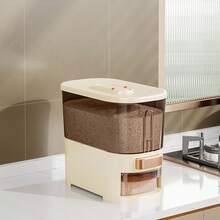 Pressure Rice Bucket Sealed Anti-Insect Anti-Moisture Plastic Rice Canister, Transparent Kitchen Crevice Grain Storage Bucket, Pressure Simple Smooth Dispensing, Space-Saving, Household Essential - Multicolor - View 10