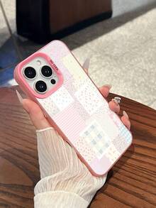 Floral Patchwork Mobile Phone Case, Designed With Delicate Flowers And Pastel Colors, Suitable For IPhone 16, 15, 14, 13, 12 And 11 Pro Models, Made Of TPU Material, And Provides Shockproof Protection. Perfect For Family, Friends, Children, Birthdays, Spring, Holidays, Boyfriends, Girlfriends, And Valentine's Day Gifts - 粉紅色CZ - 查看 3