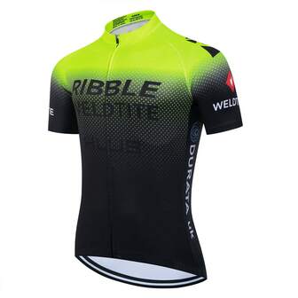 [透气骑行服] 透气涤纶男士专业骑行服 | 圆领，短袖，常规版型，几何图案，适合骑行、钓鱼、周末休闲运动上衣 - 100% 涤纶，中等弹力，150 克/平方米 - 夏季/春季/秋季系列