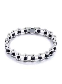 1 件复古朋克风格自行车链手链，男士街头时尚腕饰，高品质不锈钢首饰 - 鈦鋼男士手鍊 - 查看 3