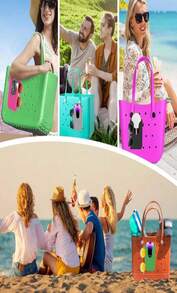 Silicone Phone Holder For Bogg Bags, Compatible Phone Case Attachment, Beach Tote Bag Accessory – Ideal Holder For Bogg &Amp; Similar Beach Bags (Pink) - 藍白色 - 查看 7