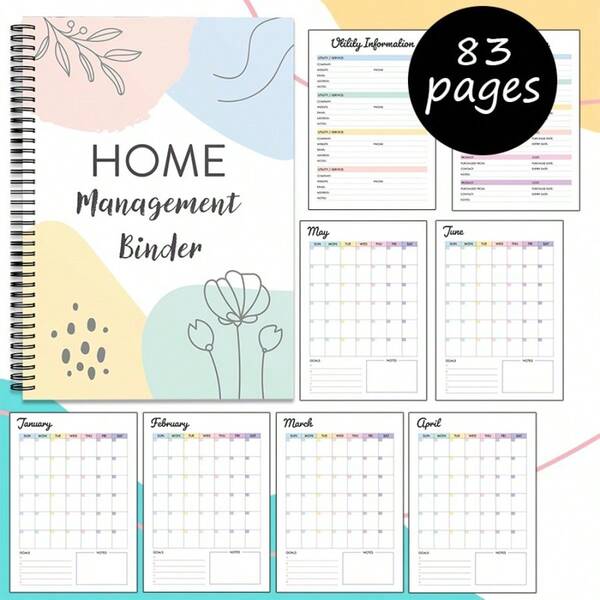 83-Page Floral Home Command Binder – Premium Household Management System With Monthly Planners & Utility Trackers | Family Organization Hub For Busy Parents & Working Professionals