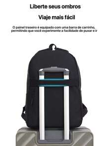 Mochila escolar masculina à prova d'água, estilosa, simples e prática - Preto - Visão 4