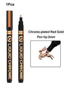 Liquid Gold Chrome Markers, Permanent Reflective Metallic Gold Paint Pen, High Gloss Car DIY Model Painting, Touch Up Repair Kit For Plastic Metal Glass Fabric Ceremic Resins(Gold/Silver/Red Gold/Copper Gold)