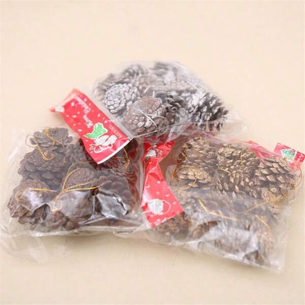 9pcs/Set Colorful Pine Cone Christmas Tree Ornaments & Decorations