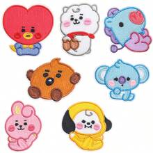 DELUSTA 1 Set 7 Pc BT21 Cute DIY Decoration Iron-On Patch Cartoon Embroidery Cloth Patch Set. It Can Also Be Collected Or Given As A Gift To Good Friends. - Multicolor - View 11