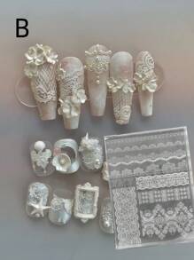 蕾丝硅胶美甲模具，法式蕾丝高透明度美甲模具