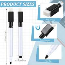 一套25支可擦马克笔，带橡胶笔帽，防水防渗墨，适用于白板教学演示，简易学生细头绘图笔，适用于白板、教室、办公室和家庭，黑色，返校季