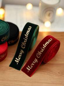 1卷圣诞天鹅绒丝带圣诞快乐字母麋鹿星2.18码天鹅绒圣诞丝带用于礼品包装圣诞树装饰工艺品花环用品家庭派对装饰配件