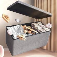 XIESHOU 1pc Foldable Storage Ottoman - A Durable Fabric Storage Rack, Great For Storing Shoes, Blankets Or Seasonal Items - Multicolor - View 5
