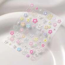 5D Embossed Spring Flower Design Nail Art Stickers, Nail Art Decals For Nail Art Decoration, Self Adhesive Nail Art Supplies For Women And Girls - 5D-0016 - 查看 3