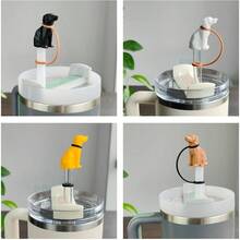 4 Pack Silicone Cowboy Hat Straw Covers Cap Compatible With Stanley Cup 30 40 Oz, Cute Funny Tumbler Straw Topper Accessories For Man Woman Christmas Gift - Chó - Xem 2