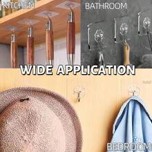 10PCS   Heavy Duty Self-Adhesive Hooks - Up To 50 Lbs (Approximately 22kg ), Transparent, Waterproof, Adhesive Wall Hooks, Suitable For Keys, Bathroom, Shower, Outdoor, Kitchen, Door, Home Renovation, Utility Tools - Random - View 2