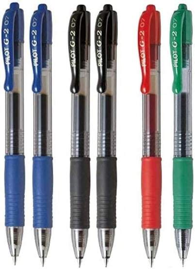  PILOT G2 Boligrafos Roller de Tinta de Gel - Retráctiles y Recargables - Excelente Comodidad de Escritura - Azul/Negro/Rojo/Verde y recambios G2 surtido de modelos para elegir - Punta Media 0.7mm calidad TOP de confianza