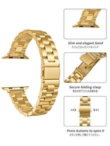 二合一套装：14mm窄款金色金属表带，兼容Ultra/Series 3/2/1/SE/S10/S9/S8/S7/S6/S5/S4/S3/S2/S1，适合38mm/40mm/41mm/44mm/45mm/46mm表壳，金色女士表带，兼容表壳。