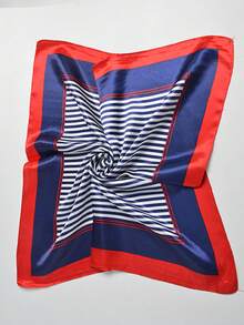 1pc Navy Silk Scarf, Professional Stewardess Small Neckerchief, New Women Fashion Versatile Scarf Tie For Bag Decor, Ribbon Accessory Necktie For Dress,Beach,Holiday - Multicolor - View 5