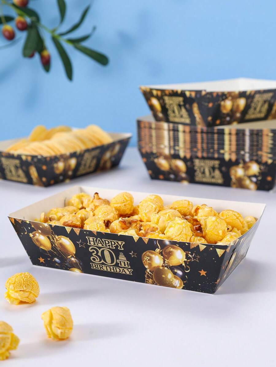10/24 piezas Cajas de comida feliz de 30 cumpleaños, cajas de papas fritas, cajas de palomitas de maíz, cajas de palomitas de maíz, decoraciones de fiesta de cumpleaños y cajas de aperitivos para noche de cine familiar, adecuadas para lonchera, panadería, restaurante de hamburguesas - Multicolor - Ver 1