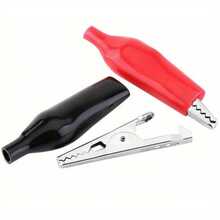 10 piezas de Pinzas de Cocodrilo, Pinzas de Prueba de Energía, Cables Jumper de Cocodrilo - Negro+Rojo - Ver 4