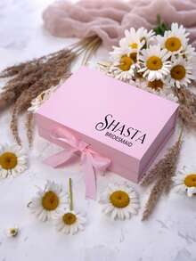 1 pieza Caja de regalo personalizada con nombre, Caja de regalo personalizada para la fiesta nupcial (para compra de producto), Caja de regalo personalizada de doble cara, Tapa de caja de regalo personalizada, Tapa y cinta de regalo magnética personalizada, Caja de regalo vacía magnética, Caja de regalo personalizada, Caja de propuesta de dama de honor "¿Serás mi dama de honor?", Regalo perfecto para bodas, cumpleaños o cualquier ocasión - Multicolor - Ver 4