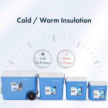 1 件 48QT 超大容量冷藏箱，户外烧烤运动赛事保温箱，露营房车冰桶，商用和家用便携式轮式冷冻箱，冰块冷却耐用，适用于海滩、野餐、户外露营、杂货、划船 - 藍白色 - 查看 2