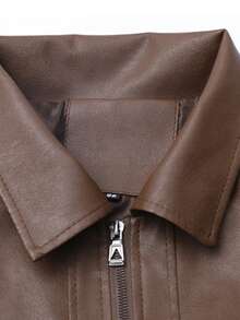 Chaqueta de cuero de motocicleta de moda para hombres, adecuada para caminar, montar en motocicleta y fiestas, color negro para primavera - Negro - Ver 3